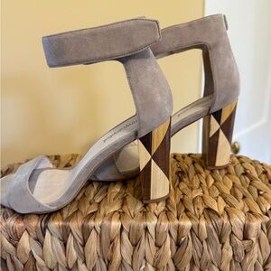 Jeffrey Campbell Taupe Suede Geometric Heels